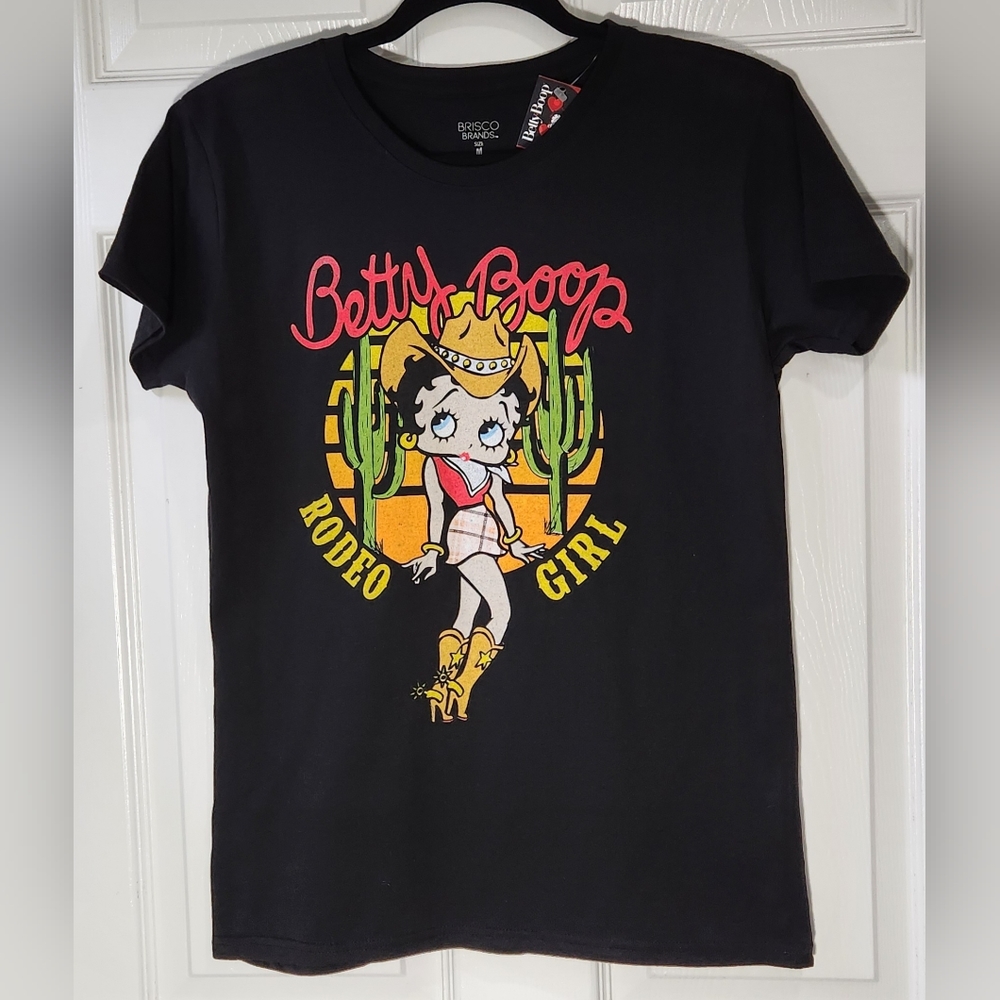 NWT Betty Boop Rodeo Girl black tshirt women's size Medium